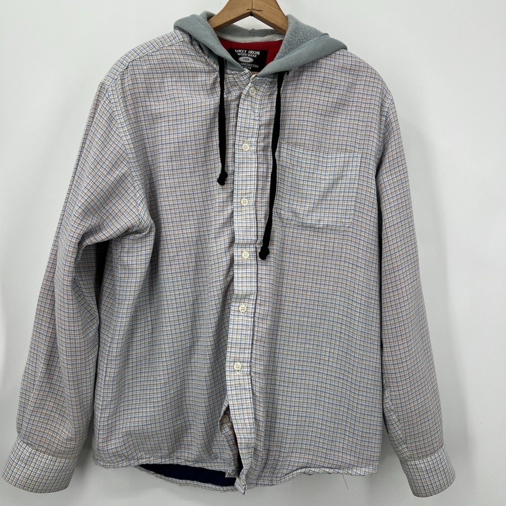 Grit Iron Men's Outdoor Workwear Fleece‎ Lining Flannel Hooded Size L Hunting